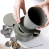 Cafetière vert de gris en céramique artisanale et son filtre